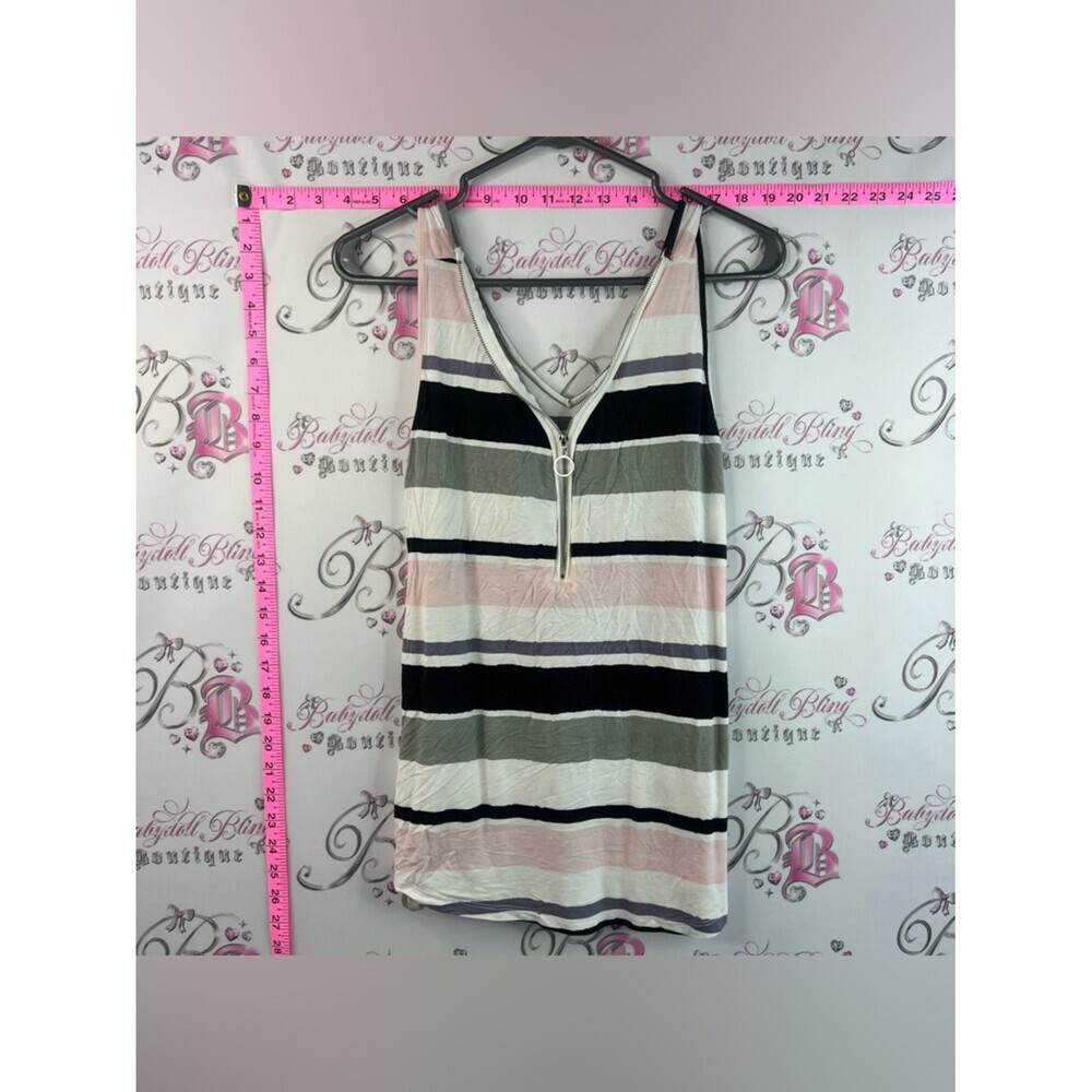 Ricki's tank top pink Striped Sleeveless Tank Top in Black, Pink, Gray, White